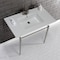 Fauceture KVPB37227W4PN 37-Inch Console Sink with Brass Legs (4-Inch, 3 Hole), White/Polished Nickel KVPB37227W4PN - alternate 3